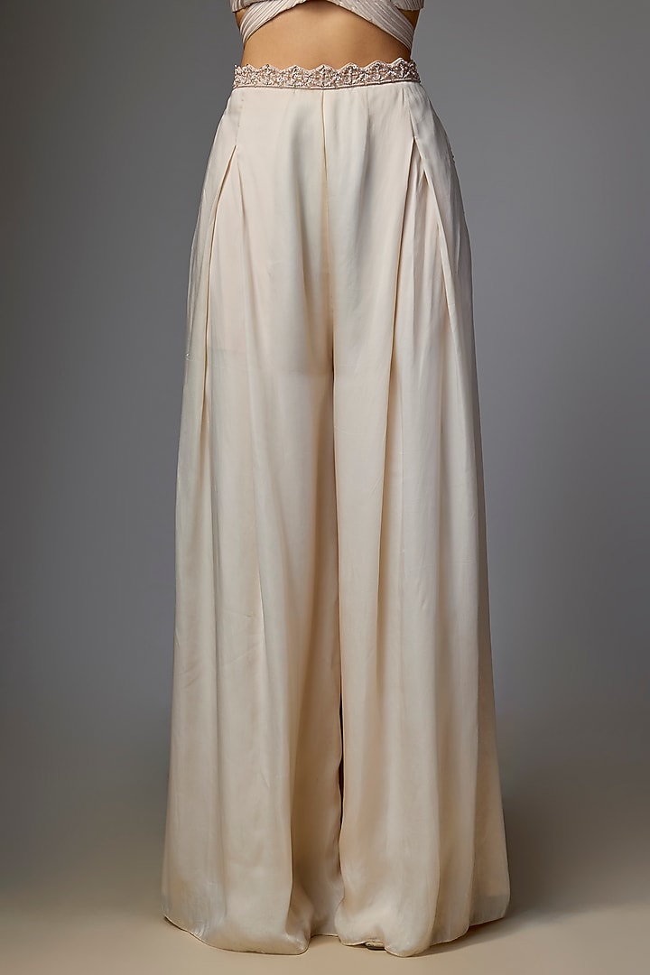 Grey Satin & Organza Pant Set by Disha Patil at Pernia's Pop Up Shop
