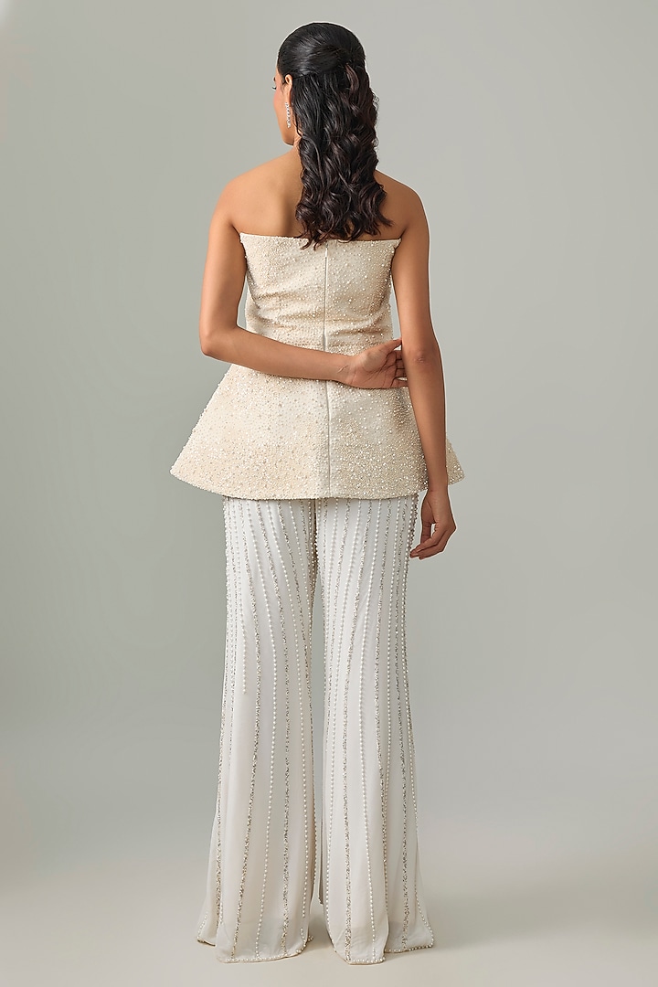 Ivory Organza & Net Pant Set by Disha Patil at Pernia's Pop Up Shop