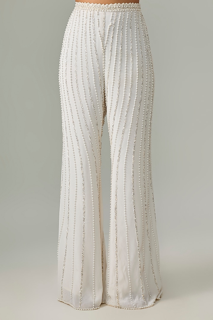 Ivory Organza & Net Pant Set by Disha Patil at Pernia's Pop Up Shop