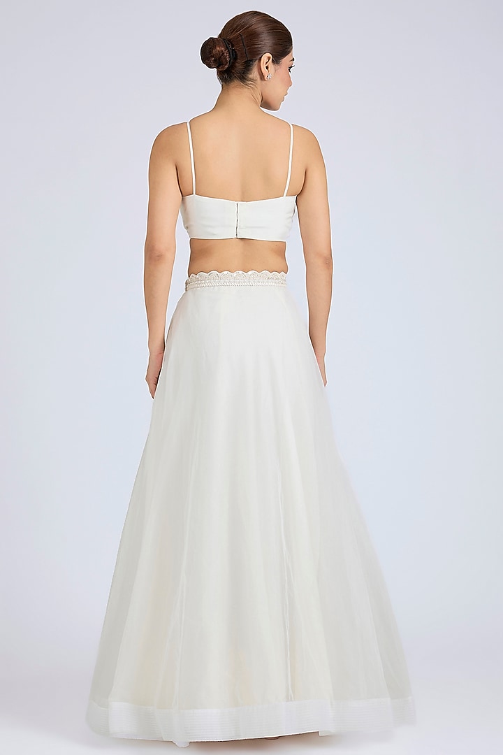 White Organza Skirt Set by Disha Patil at Pernia's Pop Up Shop