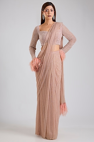 Pink Soft Net Saree Set by Disha Patil