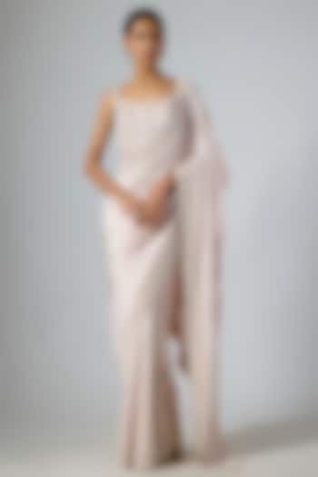 Grey Dupion Embellished Pre-Draped Reception Saree Set by Disha Patil at Pernia's Pop Up Shop