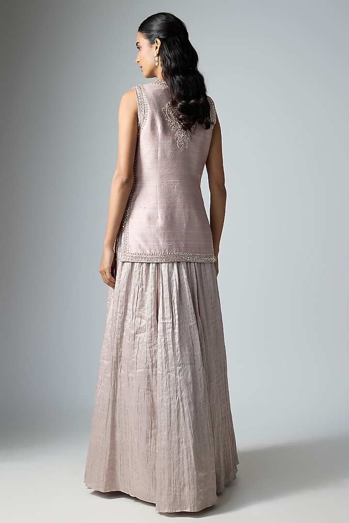 Rose Gold Crushed Tissue Skirt Set by Disha Patil at Pernia's Pop Up Shop
