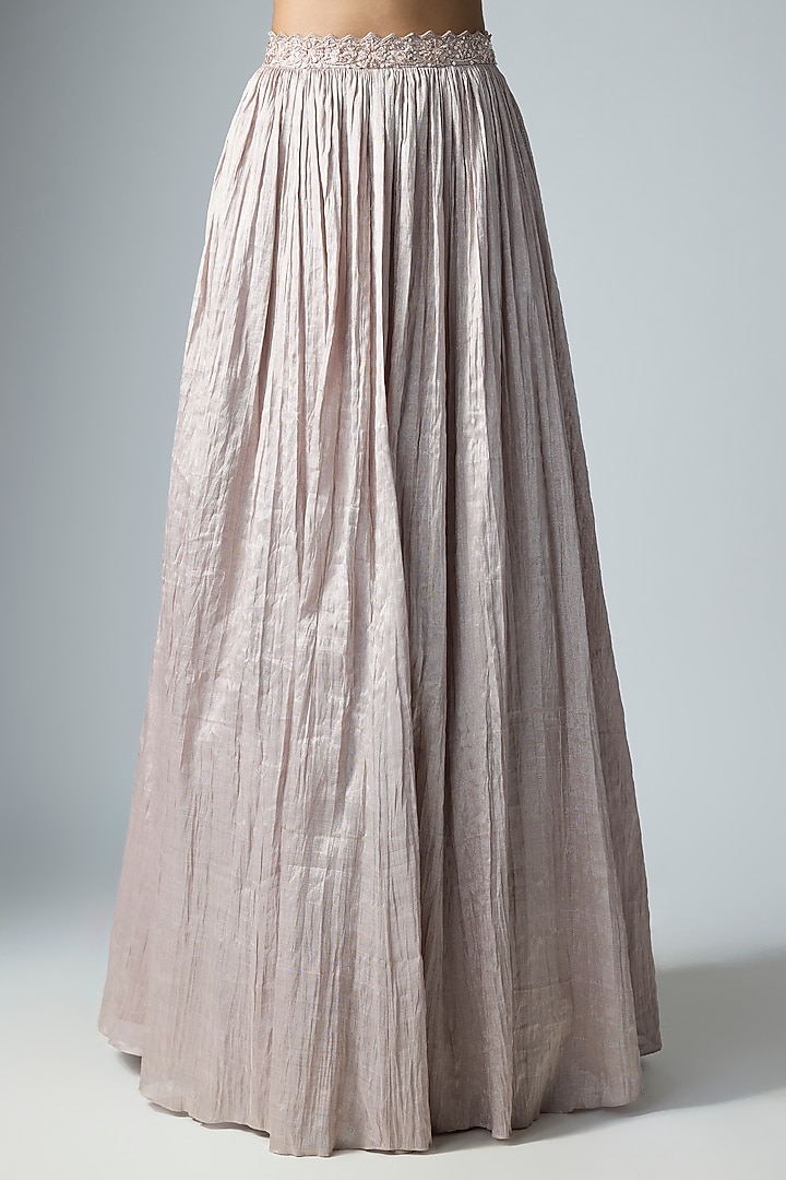 Rose Gold Crushed Tissue Skirt Set by Disha Patil at Pernia's Pop Up Shop