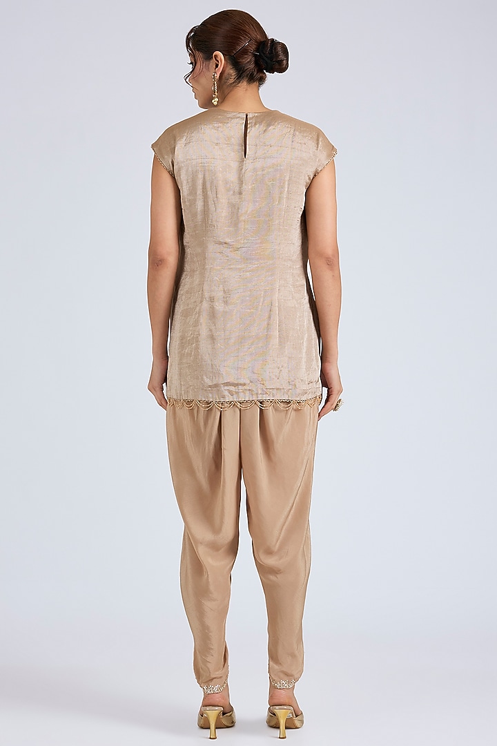 Golden Tissue Short Kurta Set by Disha Patil at Pernia's Pop Up Shop