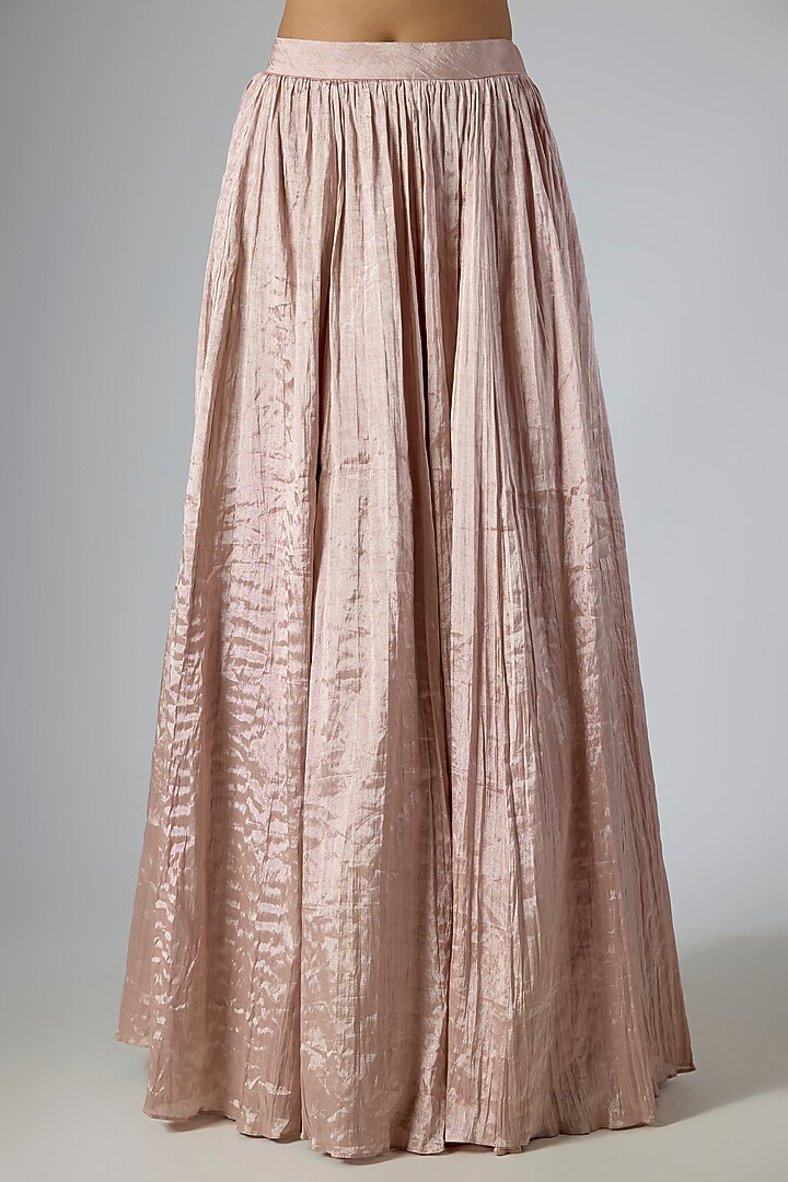 Rose Gold Crushed Tissue Skirt Set by Disha Patil at Pernia's Pop Up Shop