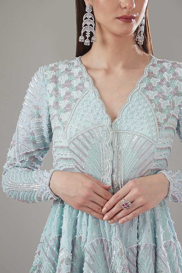 Blue Organza Pant Set by Disha Patil at Pernia's Pop Up Shop