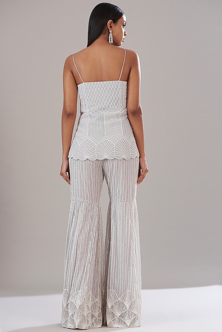 Grey Net Embellished Bridal Sharara Set by Disha Patil at Pernia's Pop Up Shop