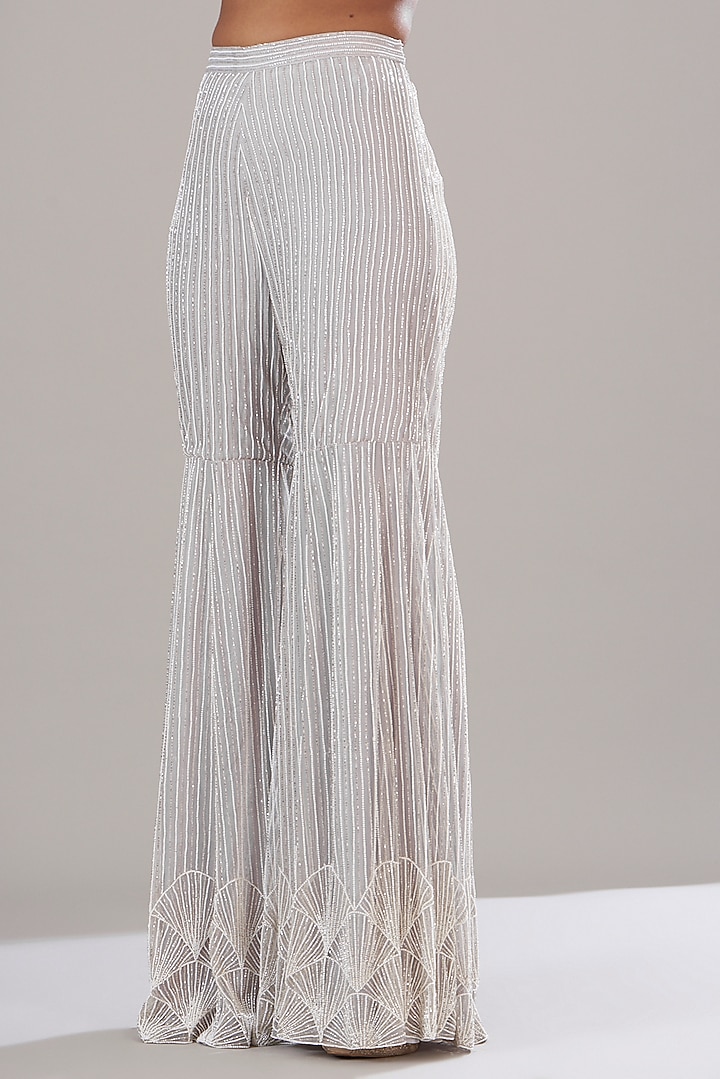 Grey Net Embellished Bridal Sharara Set by Disha Patil at Pernia's Pop Up Shop