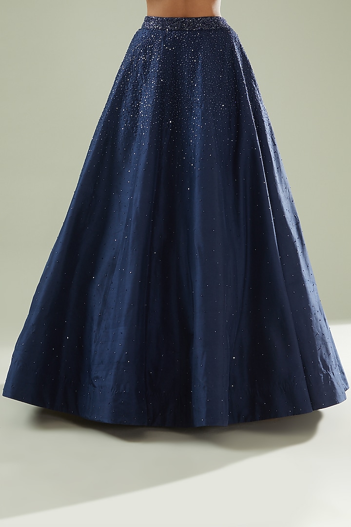 Blue Silk Embellished Skirt Set by Disha Patil at Pernia's Pop Up Shop