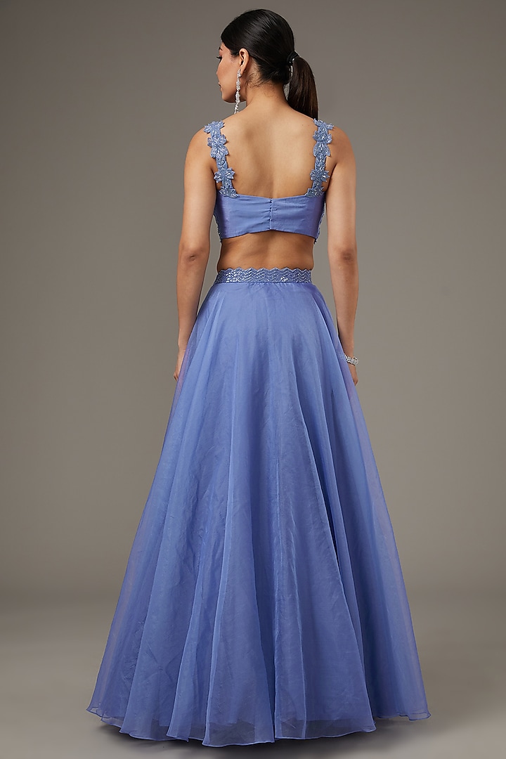 Blue Organza Skirt Set by Disha Patil at Pernia's Pop Up Shop