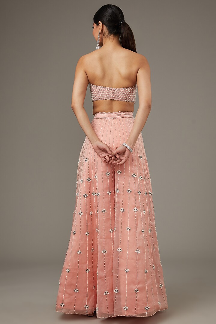 Pink Satin Organza Hand Embroidered Pant Set by Disha Patil at Pernia's Pop Up Shop