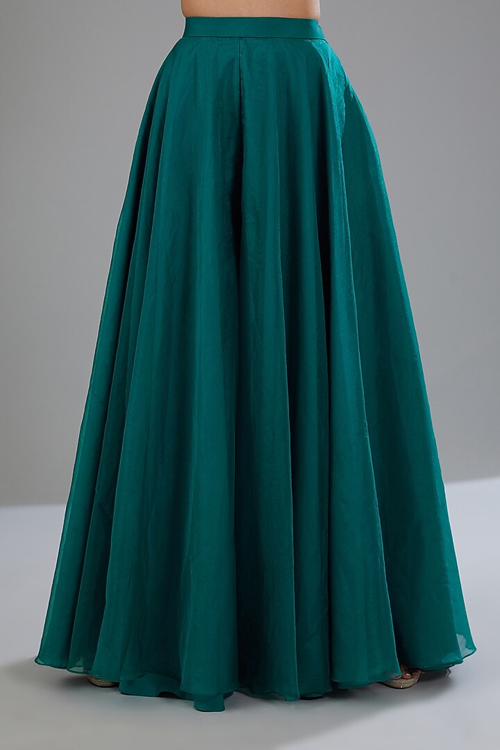 Emerald Green Organza Flared Pant Set by Disha Patil at Pernia's Pop Up Shop