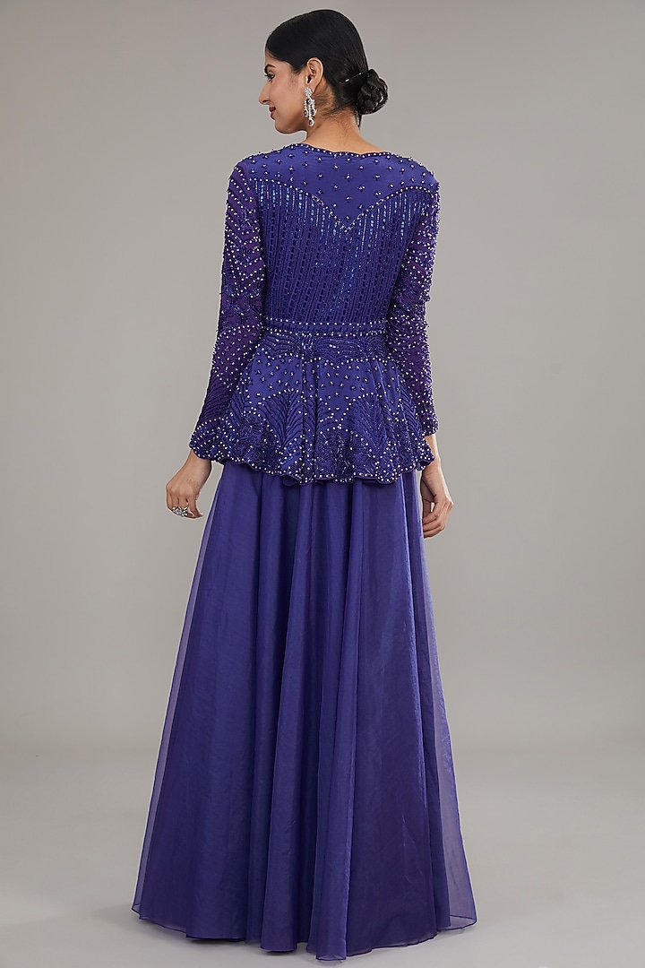 Blue Organza Pant Set by Disha Patil at Pernia's Pop Up Shop