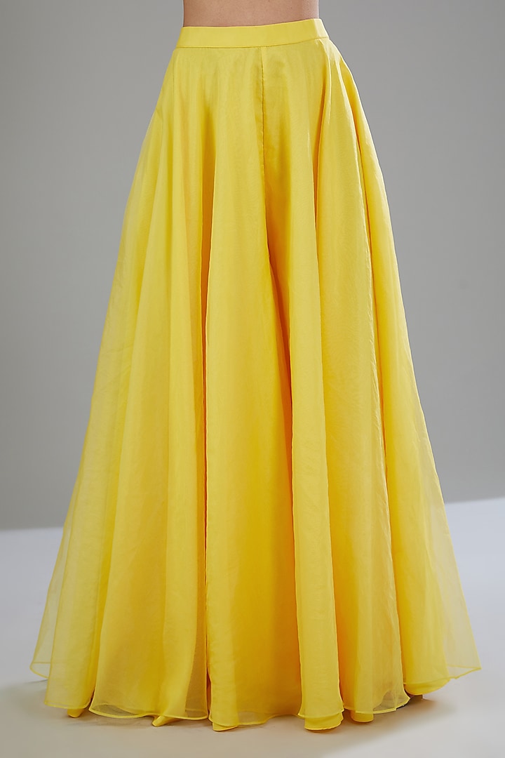 Yellow Organza Flared Pant Set by Disha Patil at Pernia's Pop Up Shop