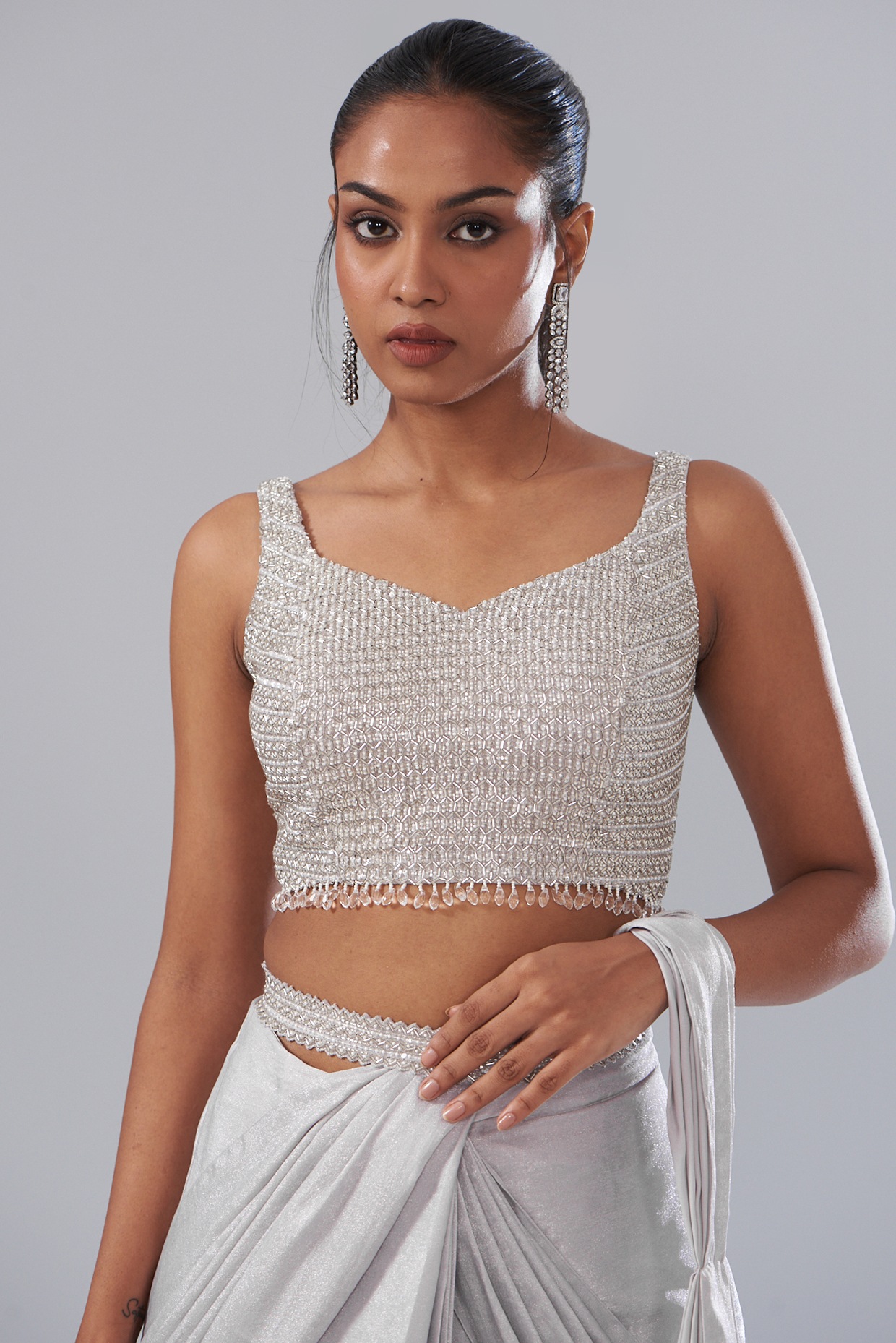 shimmer silver blouse