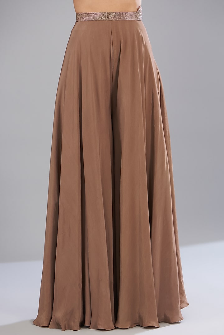 Mauve Crepe Pant Wedding Saree Set by Disha Patil at Pernia's Pop Up Shop
