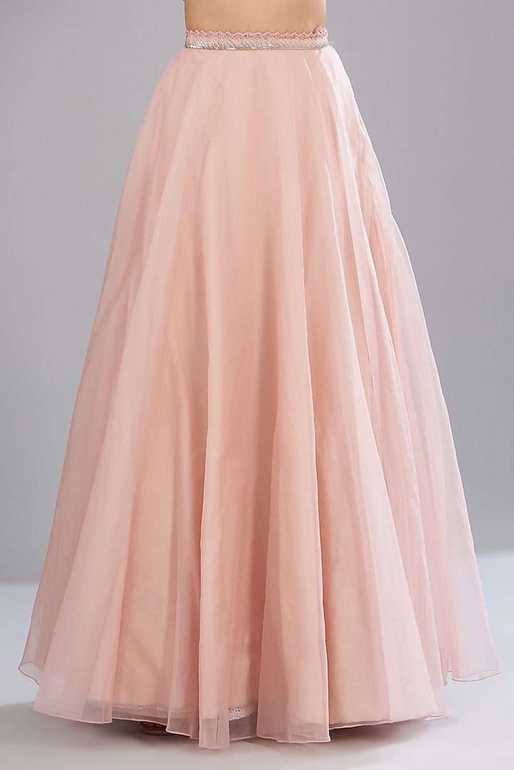 Blush Pink Organza Wedding Lehenga Set by Disha Patil at Pernia's Pop Up Shop