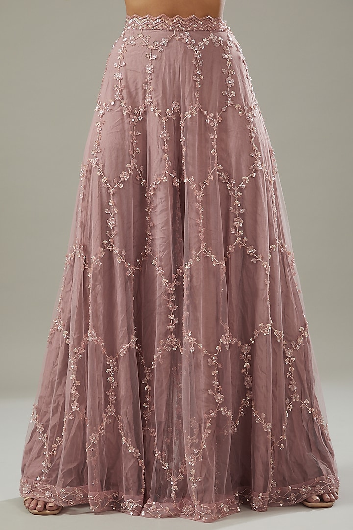Pink Net Embellished Pant Set by Disha Patil at Pernia's Pop Up Shop