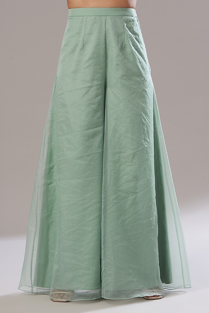 Mint Green Dupion Silk Cape Set by Disha Patil at Pernia's Pop Up Shop