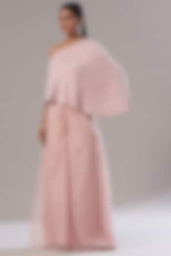 Powder Pink Dupion Silk Cape Set by Disha Patil at Pernia's Pop Up Shop