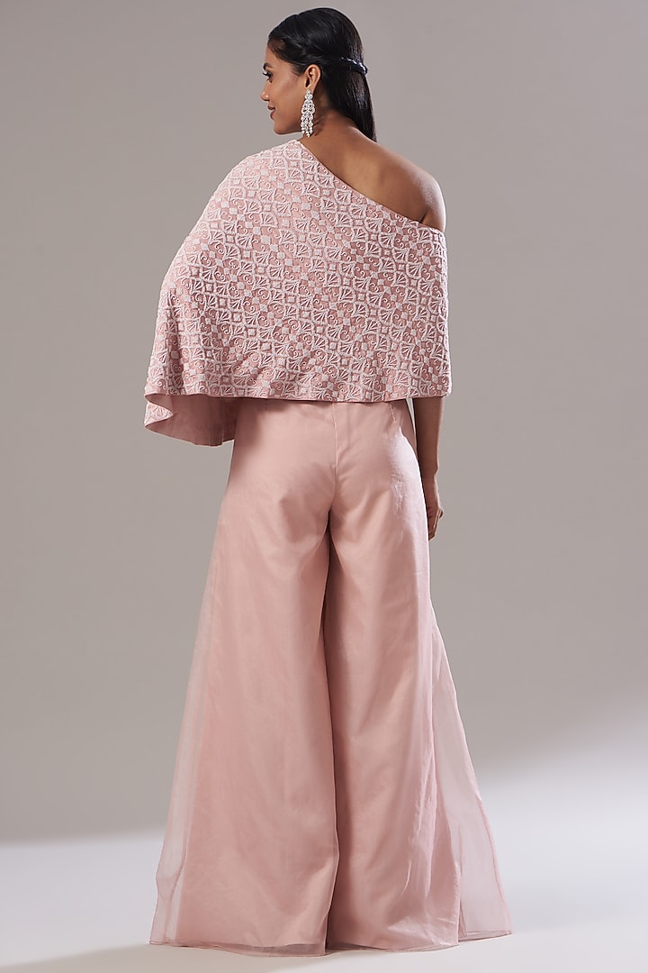 Powder Pink Dupion Silk Cape Set by Disha Patil at Pernia's Pop Up Shop