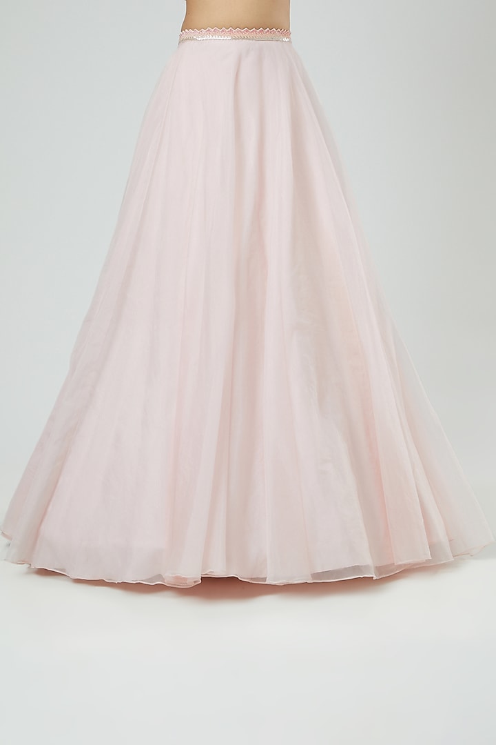 Powder Pink Organza Embroidered Wedding Lehenga Set by Disha Patil at Pernia's Pop Up Shop