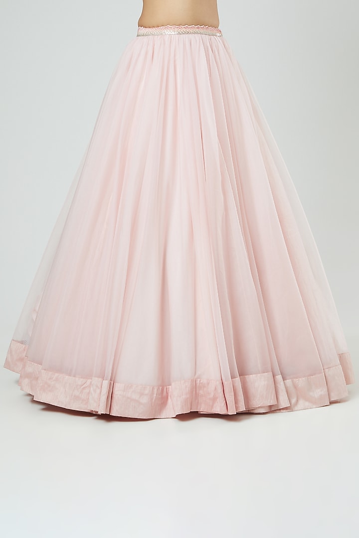 Powder Pink Organza Embroidered Wedding Lehenga Set by Disha Patil at Pernia's Pop Up Shop