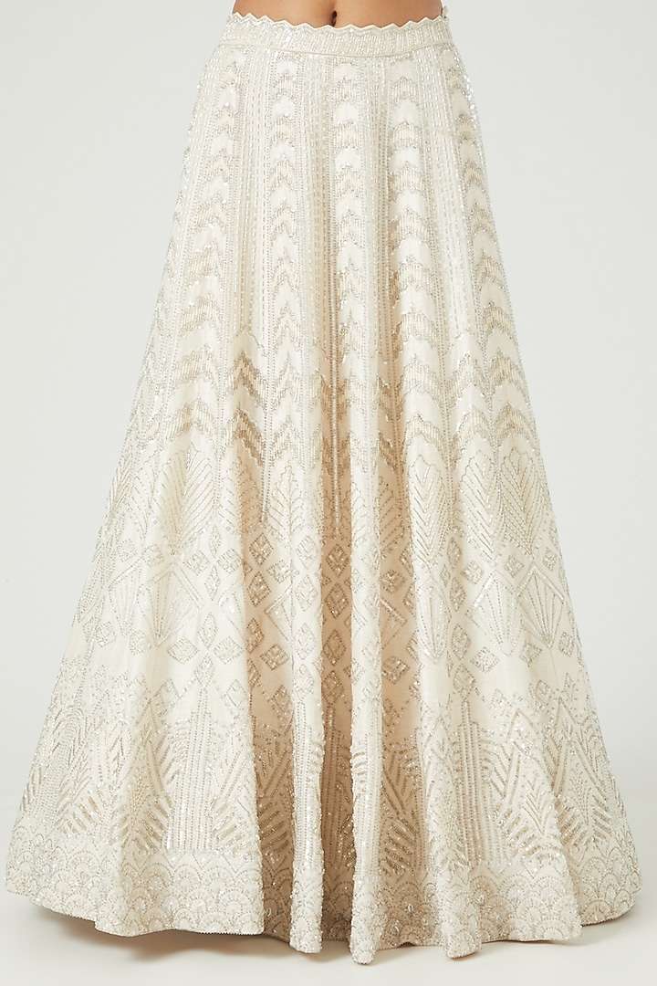 White Embroidered Bridal Lehenga Set by Disha Patil at Pernia's Pop Up Shop