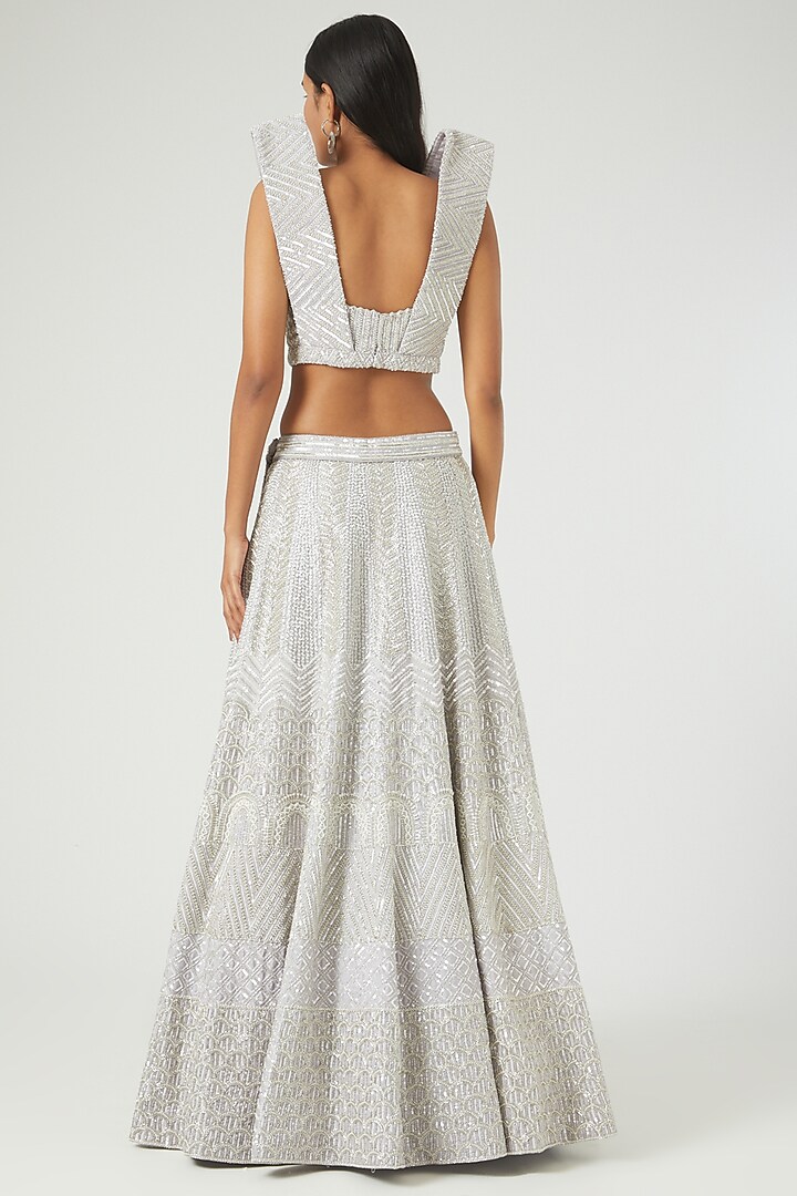 Pearl Ivory Embroidered Bridal Lehenga Set by Disha Patil at Pernia's Pop Up Shop