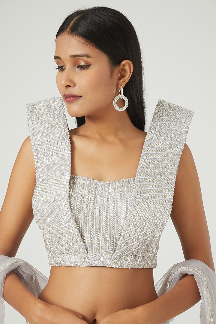 Pearl Ivory Embroidered Bridal Lehenga Set by Disha Patil at Pernia's Pop Up Shop