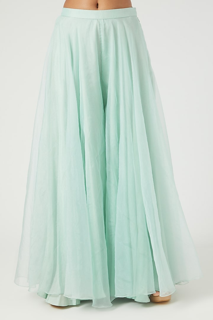 Powder Blue Organza Wedding Sharara Set by Disha Patil at Pernia's Pop Up Shop