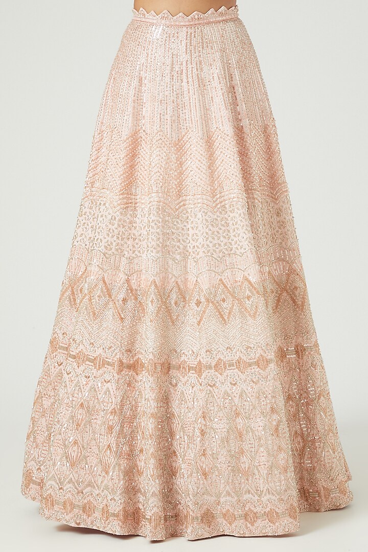 Blush Pink Embroidered Bridal Lehenga Set by Disha Patil at Pernia's Pop Up Shop