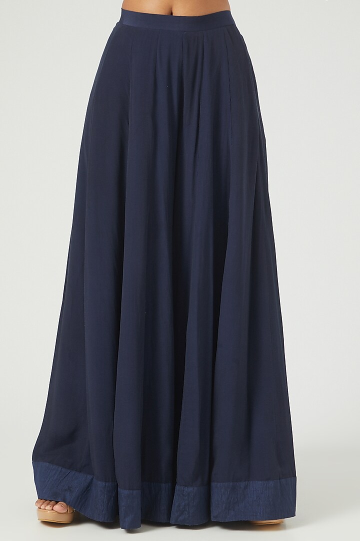 Midnight Blue Organza Cape Set by Disha Patil at Pernia's Pop Up Shop