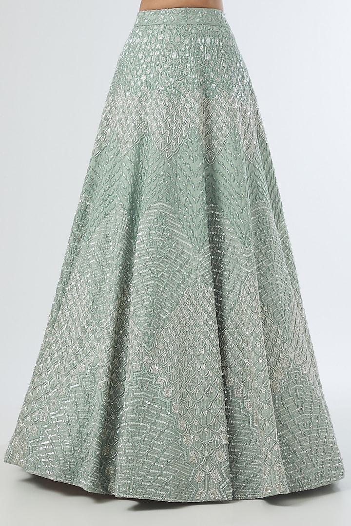 Powder Blue Embroidered Bridal Lehenga Set by Disha Patil at Pernia's Pop Up Shop
