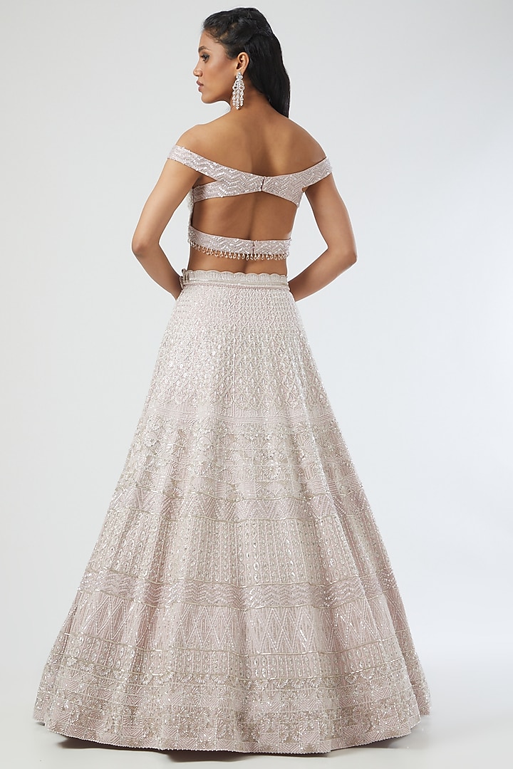 Powder Pink Embroidered Bridal Lehenga Set by Disha Patil at Pernia's Pop Up Shop