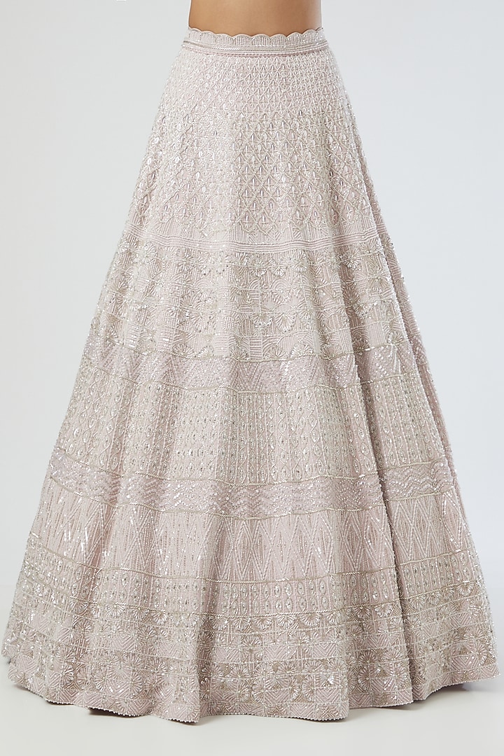 Powder Pink Embroidered Bridal Lehenga Set by Disha Patil at Pernia's Pop Up Shop