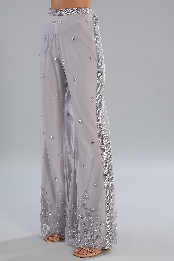 Lilac Crepe Embellished Jacket Set by Disha Patil at Pernia's Pop Up Shop