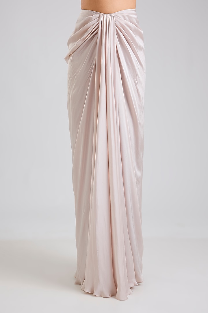 Grey Organza Draped Skirt Set by Disha Patil at Pernia's Pop Up Shop