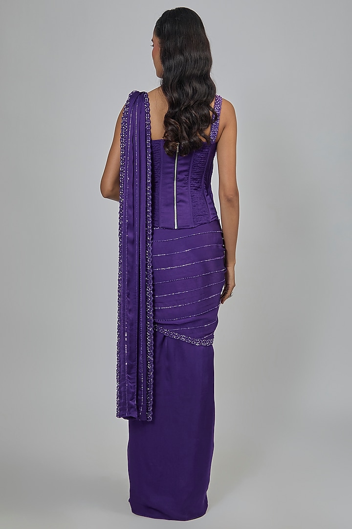 Purple Crepe Concept Reception Saree Set by Disha Patil at Pernia's Pop Up Shop