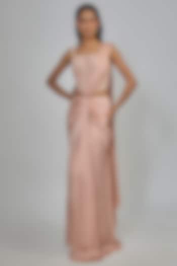 Blush Pink Crepe Concept Reception Saree Set by Disha Patil at Pernia's Pop Up Shop