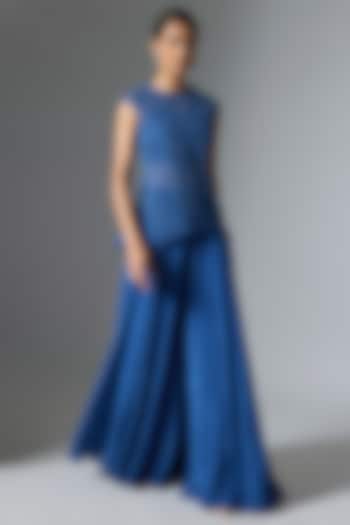 Blue Net Co-Ord Set by Disha Patil at Pernia's Pop Up Shop