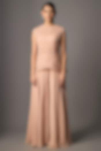 Blush Pink Crepe Flared Pant Set by Disha Patil at Pernia's Pop Up Shop