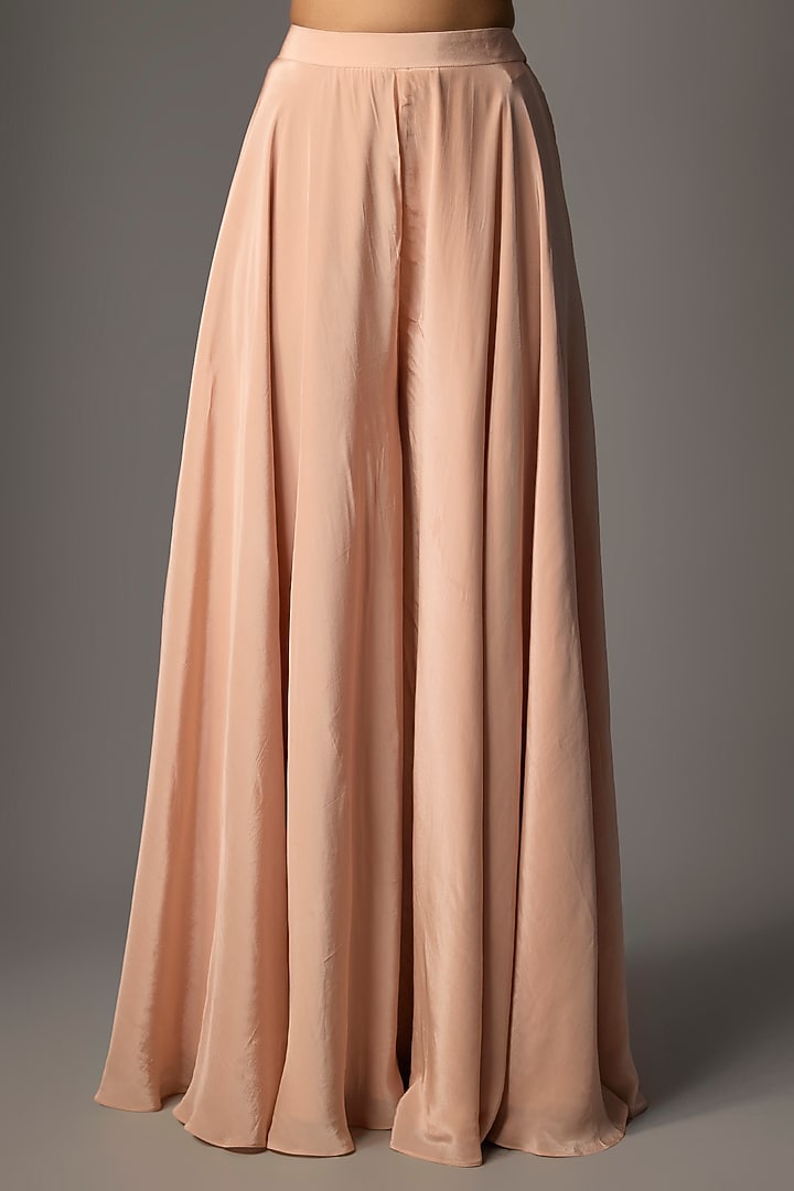 Blush Pink Crepe Flared Pant Set by Disha Patil at Pernia's Pop Up Shop