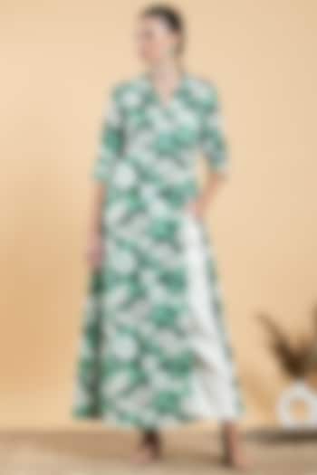 Pasten Green Cotton Poplin Printed Tunic Set by Divi by Sonal at Pernia's Pop Up Shop