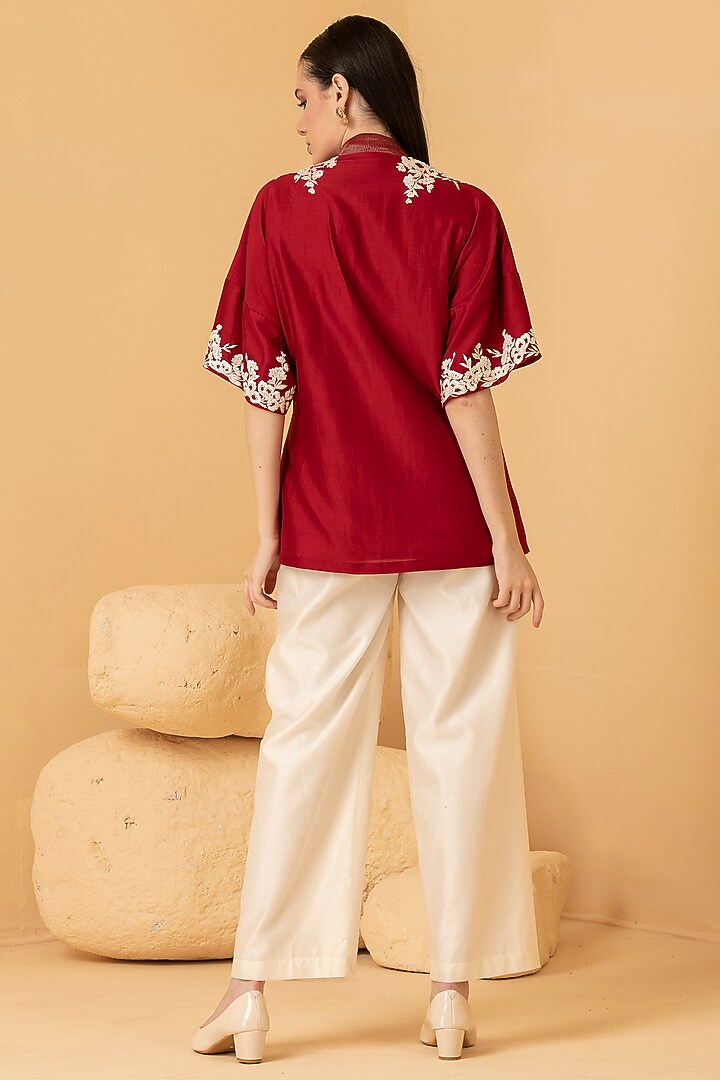 White Pure Chanderi Pant Set by Divi by Sonal at Pernia's Pop Up Shop