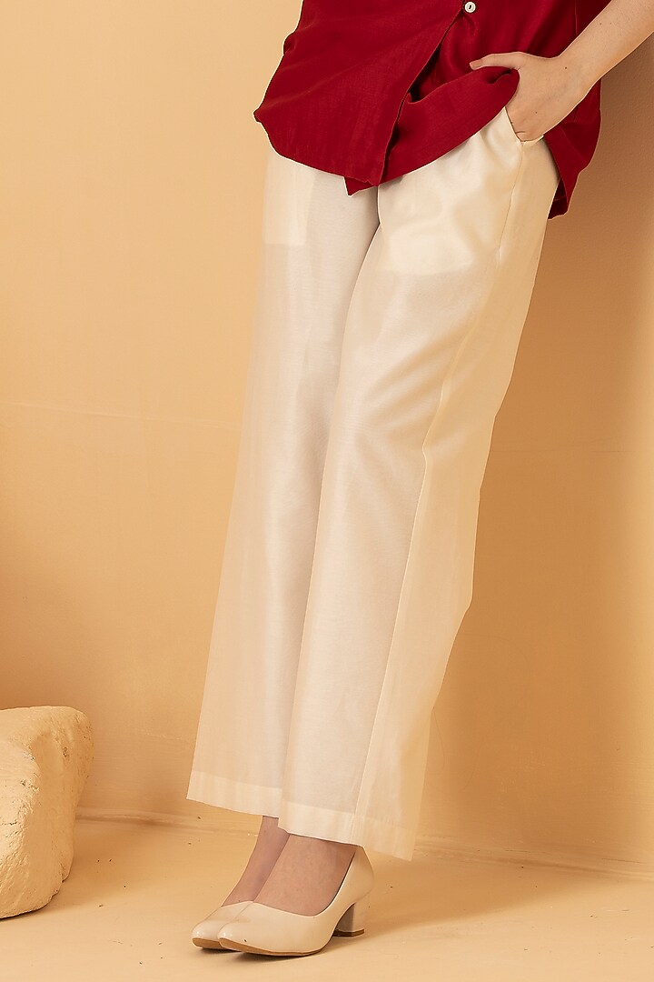 White Pure Chanderi Pant Set by Divi by Sonal at Pernia's Pop Up Shop