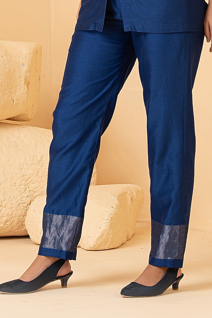 Blue Pure Chanderi Zari Embroidered Co-Ord Set by Divi by Sonal at Pernia's Pop Up Shop