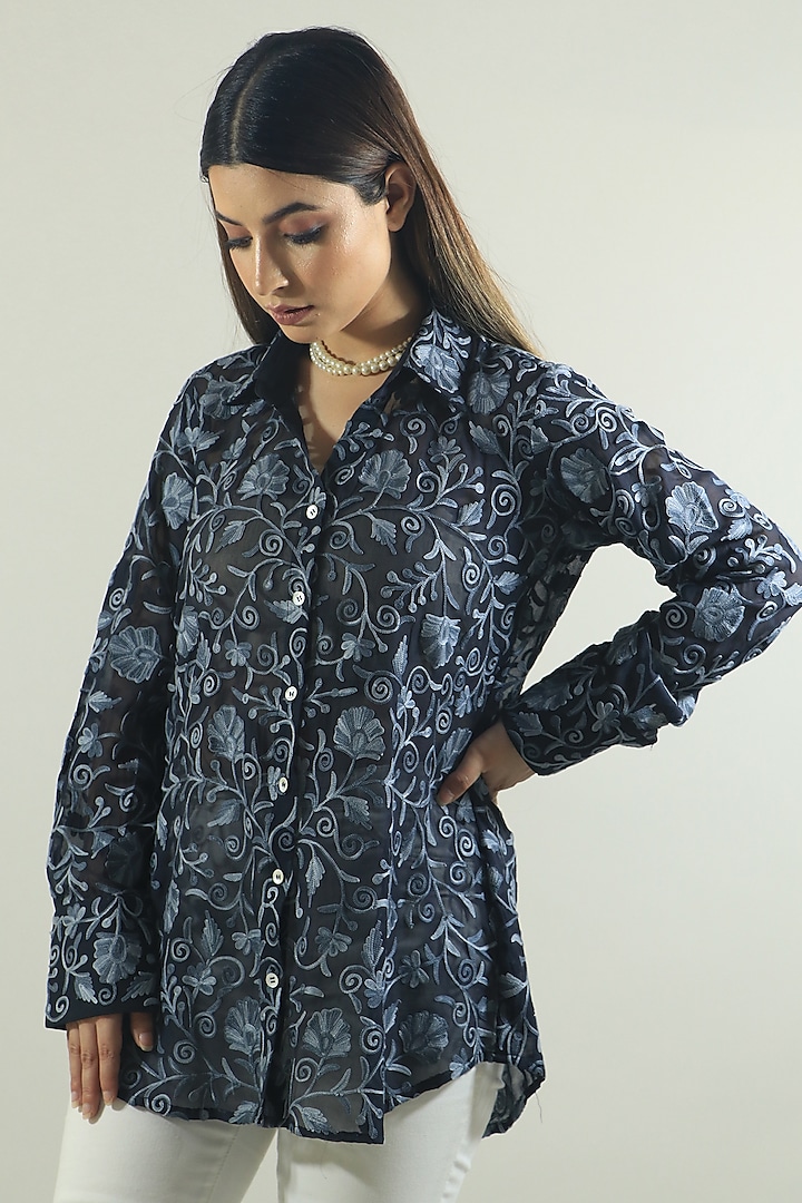 Black Embroidered Shirt by Daljit Sudan