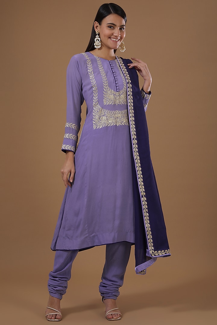 Purple kurta set main image 1